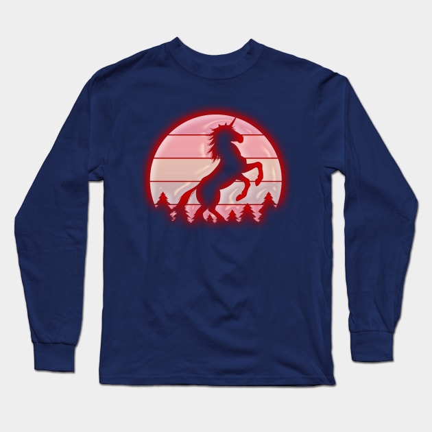 Red Unicorn Long Sleeve T-Shirt by Tpixx